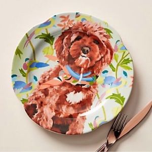 Anthropologie Dog Plate “Snacks In a Scarf”